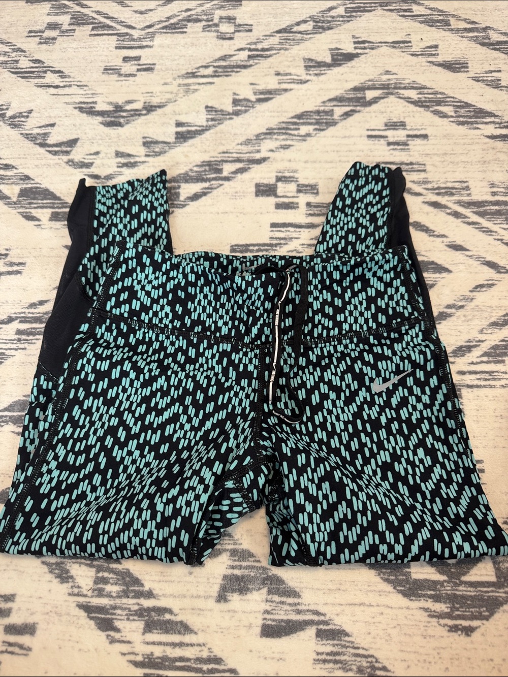 Black & Teal Patterned Women’s Active Leggings
